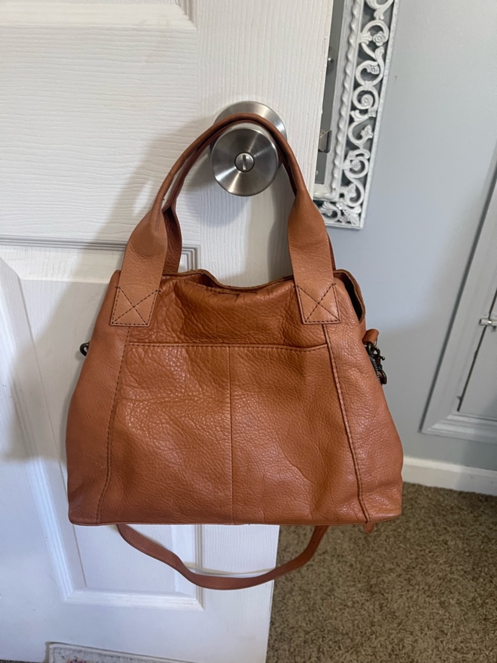American Leather Company Pebbled Leather Shoulder Bag in Tan